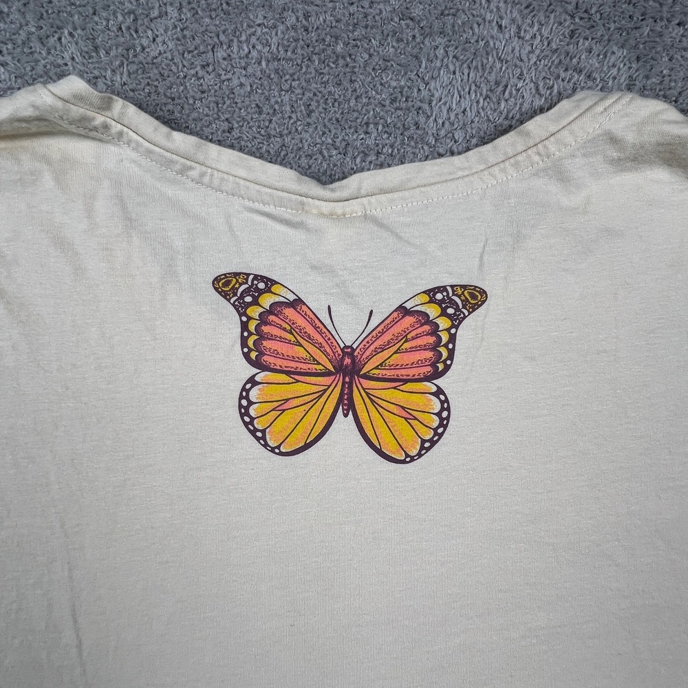 La Luna T Shirt Womens XL Cream Dreamer Butterfly Mountain Boho Retro Shirt - Picture 8 of 10